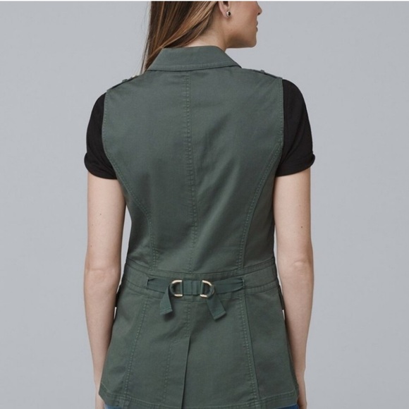 White House Black Market Utility Vest Womens Army Green 14 - Picture 2 of 13